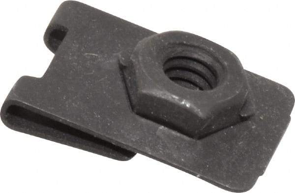 Value Collection - 1/4-20 Screw, 0.032 to 0.093" Thick, Spring Steel J Nut Retainer - 1/2" Center Edge, Black Phosphate Finish - Eagle Tool & Supply