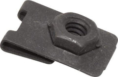 Value Collection - 1/4-20 Screw, 0.032 to 0.093" Thick, Spring Steel J Nut Retainer - 1/2" Center Edge, Black Phosphate Finish - Eagle Tool & Supply