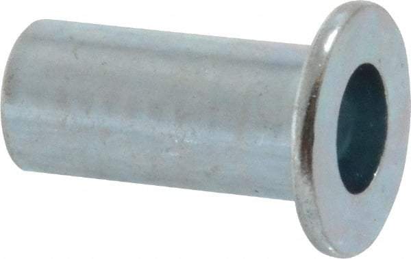 Value Collection - #10-24, 0.01 to 0.08" Grip, Steel Standard Rivet Nut - Drill Size Letter F, Flat Head - Eagle Tool & Supply