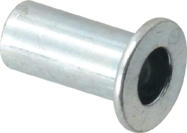 Value Collection - #10-32, 0.01 to 0.08" Grip, Steel Standard Rivet Nut - Drill Size Letter F, Flat Head - Eagle Tool & Supply