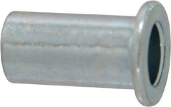 Value Collection - 1/4-20, 0.02 to 0.08" Grip, Steel Standard Rivet Nut - Drill Size Letter R, Flat Head - Eagle Tool & Supply