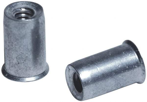 Marson - #6-32, 3/8" OAL, Thread-Sert Threaded Insert - 0.221" Hole Diam, 1/4" Head Diam, Steel - Eagle Tool & Supply