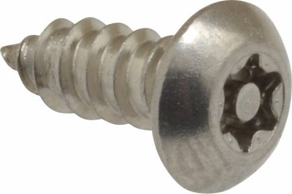 Value Collection - #10 Button Head Torx Sheet Metal Screw - Stainless Steel, 1/2" Length Under Head, Grade 18-8, T25 Drive - Eagle Tool & Supply