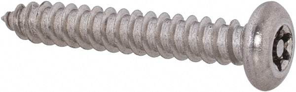 Value Collection - #10 Button Head Torx Sheet Metal Screw - Stainless Steel, 1-1/4" Length Under Head, Grade 18-8, T25 Drive - Eagle Tool & Supply