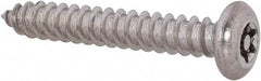 Value Collection - #10 Button Head Torx Sheet Metal Screw - Stainless Steel, 1-1/4" Length Under Head, Grade 18-8, T25 Drive - Eagle Tool & Supply