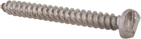 Made in USA - #8 Round Head Slotted Sheet Metal Screw - Stainless Steel, 1-1/2" Length Under Head, Grade 18-8 - Eagle Tool & Supply