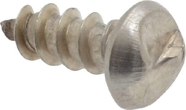 Made in USA - #10 Round Head Slotted Sheet Metal Screw - Stainless Steel, 1/2" Length Under Head, Grade 18-8 - Eagle Tool & Supply