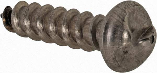 Made in USA - #10 Round Head Slotted Sheet Metal Screw - Stainless Steel, 3/4" Length Under Head, Grade 18-8 - Eagle Tool & Supply