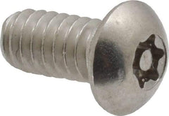 Made in USA - 1/4-20 UNC, 1/2" Length Under Head Torx Drive Machine Screw - Button Head, Grade 18-8 Stainless Steel, Uncoated, Without Washer - Eagle Tool & Supply
