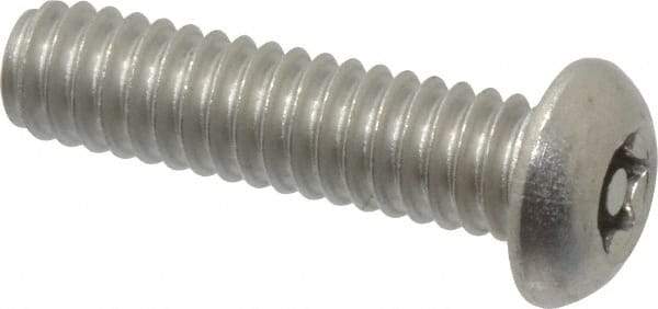 Made in USA - 1/4-20 UNC, 1" Length Under Head Torx Drive Machine Screw - Button Head, Grade 18-8 Stainless Steel, Uncoated, Without Washer - Eagle Tool & Supply