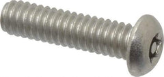 Made in USA - 1/4-20 UNC, 1" Length Under Head Torx Drive Machine Screw - Button Head, Grade 18-8 Stainless Steel, Uncoated, Without Washer - Eagle Tool & Supply