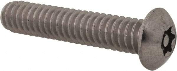 Made in USA - 1/4-20 UNC, 1-1/4" Length Under Head Torx Drive Machine Screw - Button Head, Grade 18-8 Stainless Steel, Uncoated, Without Washer - Eagle Tool & Supply