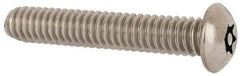 Made in USA - 1/4-20 UNC, 1-1/2" Length Under Head Torx Drive Machine Screw - Button Head, Grade 18-8 Stainless Steel, Uncoated, Without Washer - Eagle Tool & Supply