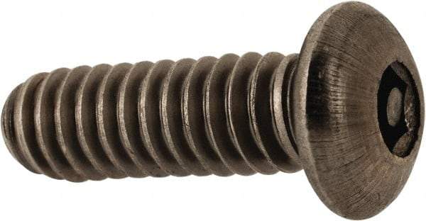 Made in USA - 1/4-20 UNC Pin In Hex Socket Drive, Button Screw - Grade 18-8 Stainless Steel, Uncoated, 3/4" Length Under Head - Eagle Tool & Supply