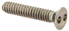 Made in USA - #6-32 UNC, 3/4" OAL Spanner Drive Machine Screw - Flat Head, Grade 18-8 Stainless Steel, Uncoated, Without Washer - Eagle Tool & Supply