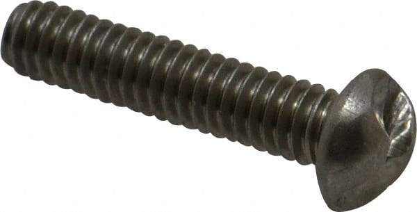 Made in USA - #8-32 UNC, 3/4" Length Under Head One Way Drive Machine Screw - Round Head, Grade 18-8 Stainless Steel, Uncoated, Without Washer - Eagle Tool & Supply