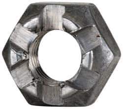 Value Collection - 1/4-28 UNF Grade 5 Steel Castle Locknut - 7/16" Width Across Flats, 9/32" High, Uncoated - Eagle Tool & Supply