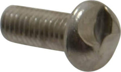 Made in USA - #10-32 UNF, 1/2" Length Under Head One Way Drive Machine Screw - Round Head, Grade 18-8 Stainless Steel, Uncoated, Without Washer - Eagle Tool & Supply