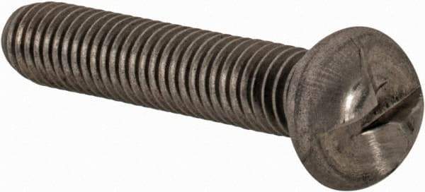 Made in USA - #10-32 UNF, 1" Length Under Head One Way Drive Machine Screw - Round Head, Grade 18-8 Stainless Steel, Uncoated, Without Washer - Eagle Tool & Supply