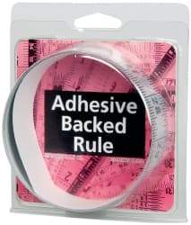 Made in USA - 3 Ft. Long x 1-1/4 Inch Wide, 1/16 Inch Graduation, Silver, Mylar Adhesive Tape Measure - Reads Left to Right, Horizontal Scale - Eagle Tool & Supply
