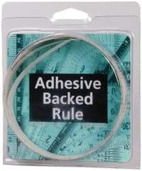 Made in USA - 6 Ft. Long x 1/2 Inch Wide, 1/16 Inch Graduation, Clear, Mylar Adhesive Tape Measure - Reads Right to Left, Horizontal Scale - Eagle Tool & Supply