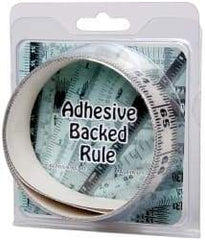 Made in USA - 6 Ft. Long x 1-1/4 Inch Wide, 1/16 Inch Graduation, Clear, Mylar Adhesive Tape Measure - Reads Left to Right, Horizontal Scale - Eagle Tool & Supply