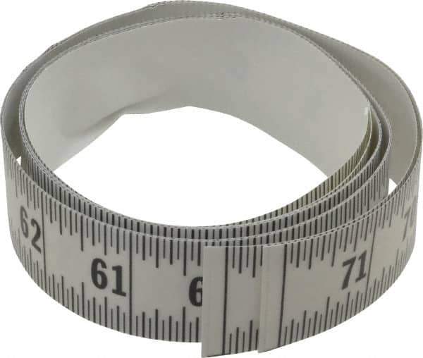 Made in USA - 6 Ft. Long x 1-1/4 Inch Wide, 1/16 Inch Graduation, Clear, Mylar Adhesive Tape Measure - Reads Right to Left, Horizontal Scale - Eagle Tool & Supply