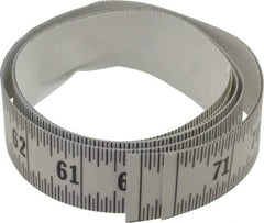 Made in USA - 6 Ft. Long x 1-1/4 Inch Wide, 1/16 Inch Graduation, Clear, Mylar Adhesive Tape Measure - Reads Right to Left, Horizontal Scale - Eagle Tool & Supply