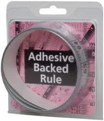 Made in USA - 6 Ft. Long x 1-1/4 Inch Wide, 1/16 Inch Graduation, Silver, Mylar Adhesive Tape Measure - Reads Left to Right, Horizontal Scale - Eagle Tool & Supply
