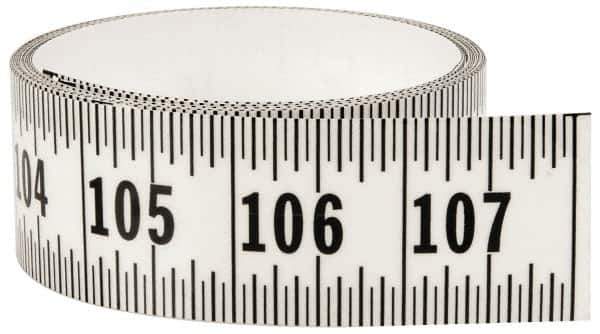 Made in USA - 9 Ft. Long x 1-1/4 Inch Wide, 1/16 Inch Graduation, Clear, Mylar Adhesive Tape Measure - Reads Left to Right, Horizontal Scale - Eagle Tool & Supply