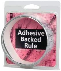 Made in USA - 9 Ft. Long x 1-1/4 Inch Wide, 1/16 Inch Graduation, Silver, Mylar Adhesive Tape Measure - Reads Left to Right, Horizontal Scale - Eagle Tool & Supply
