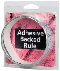 Made in USA - 9 Ft. Long x 1-1/4 Inch Wide, 1/16 Inch Graduation, Silver, Mylar Adhesive Tape Measure - Reads Left to Right, Horizontal Scale - Eagle Tool & Supply