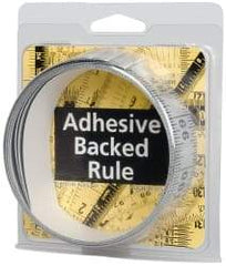 Made in USA - 9 Ft. Long x 1-1/4 Inch Wide, 1/16 Inch Graduation, Silver, Mylar Adhesive Tape Measure - Reads Right to Left, Horizontal Scale - Eagle Tool & Supply