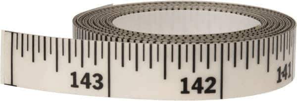Made in USA - 12 Ft. Long x 1/2 Inch Wide, 1/16 Inch Graduation, Clear, Mylar Adhesive Tape Measure - Reads Right to Left, Horizontal Scale - Eagle Tool & Supply
