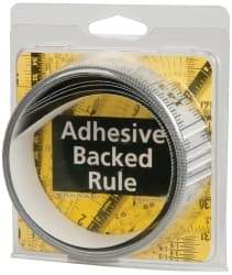 Made in USA - 12 Ft. Long x 1-1/4 Inch Wide, 1/16 Inch Graduation, Silver, Mylar Adhesive Tape Measure - Reads Left to Right, Horizontal Scale - Eagle Tool & Supply