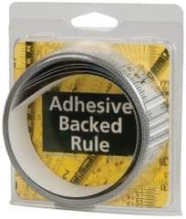 Made in USA - 12 Ft. Long x 1-1/4 Inch Wide, 1/16 Inch Graduation, Silver, Mylar Adhesive Tape Measure - Reads Right to Left, Horizontal Scale - Eagle Tool & Supply