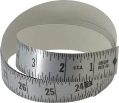 Made in USA - 18 Ft. Long x 1 Inch Wide, 1/16 Inch Graduation, Silver, Mylar Adhesive Tape Measure - Reads Right to Left, Horizontal Scale - Eagle Tool & Supply