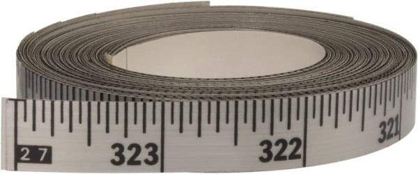 Made in USA - 30 Ft. Long x 1/2 Inch Wide, 1/16 Inch Graduation, Silver, Mylar Adhesive Tape Measure - Reads Right to Left, Horizontal Scale - Eagle Tool & Supply
