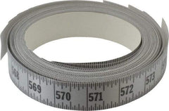 Made in USA - 48 Ft. Long x 1 Inch Wide, 1/16 Inch Graduation, Silver, Mylar Adhesive Tape Measure - Reads Left to Right, Horizontal Scale - Eagle Tool & Supply