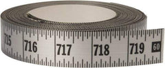 Made in USA - 60 Ft. Long x 1 Inch Wide, 1/16 Inch Graduation, Silver, Mylar Adhesive Tape Measure - Reads Left to Right, Horizontal Scale - Eagle Tool & Supply