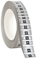 Made in USA - 60 Ft. Long x 1 Inch Wide, 1/16 Inch Graduation, Silver, Mylar Adhesive Tape Measure - Reads Right to Left, Horizontal Scale - Eagle Tool & Supply