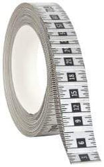 Made in USA - 60 Ft. Long x 1 Inch Wide, 1/16 Inch Graduation, Silver, Mylar Adhesive Tape Measure - Reads Right to Left, Horizontal Scale - Eagle Tool & Supply