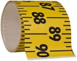 Made in USA - 7.5 Ft. Long x 3 Inch Wide, 1/4 Inch Graduation, Yellow, Mylar Adhesive Tape Measure - Reads Left to Right, Horizontal Scale - Eagle Tool & Supply
