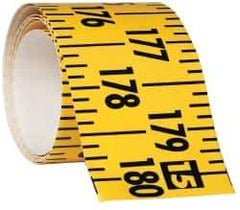 Made in USA - 15 Ft. Long x 3 Inch Wide, 1/4 Inch Graduation, Yellow, Mylar Adhesive Tape Measure - Reads Left to Right, Horizontal Scale - Eagle Tool & Supply