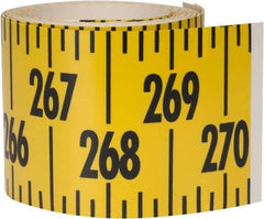 Made in USA - 22.5 Ft. Long x 3 Inch Wide, 1/4 Inch Graduation, Yellow, Mylar Adhesive Tape Measure - Reads Left to Right, Horizontal Scale - Eagle Tool & Supply