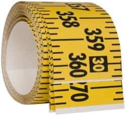 Made in USA - 30 Ft. Long x 3 Inch Wide, 1/4 Inch Graduation, Yellow, Mylar Adhesive Tape Measure - Reads Left to Right, Horizontal Scale - Eagle Tool & Supply