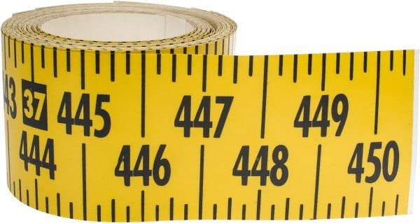 Made in USA - 45 Ft. Long x 3 Inch Wide, 1/4 Inch Graduation, Yellow, Mylar Adhesive Tape Measure - Reads Left to Right, Horizontal Scale - Eagle Tool & Supply