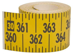 Made in USA - 60 Ft. Long x 3 Inch Wide, 1/4 Inch Graduation, Yellow, Mylar Adhesive Tape Measure - Reads Left to Right, Horizontal Scale - Eagle Tool & Supply