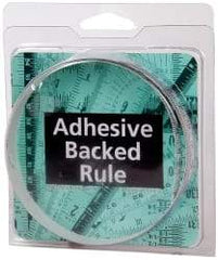 Made in USA - 2 m Long x 1/2 Inch Wide, 1/16 Inch Graduation, White, Mylar Adhesive Tape Measure - Reads Left to Right, Horizontal Scale - Eagle Tool & Supply