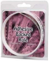 Made in USA - 2 m Long x 1/2 Inch Wide, 1/16 Inch Graduation, White, Mylar Adhesive Tape Measure - Reads Right to Left, Horizontal Scale - Eagle Tool & Supply